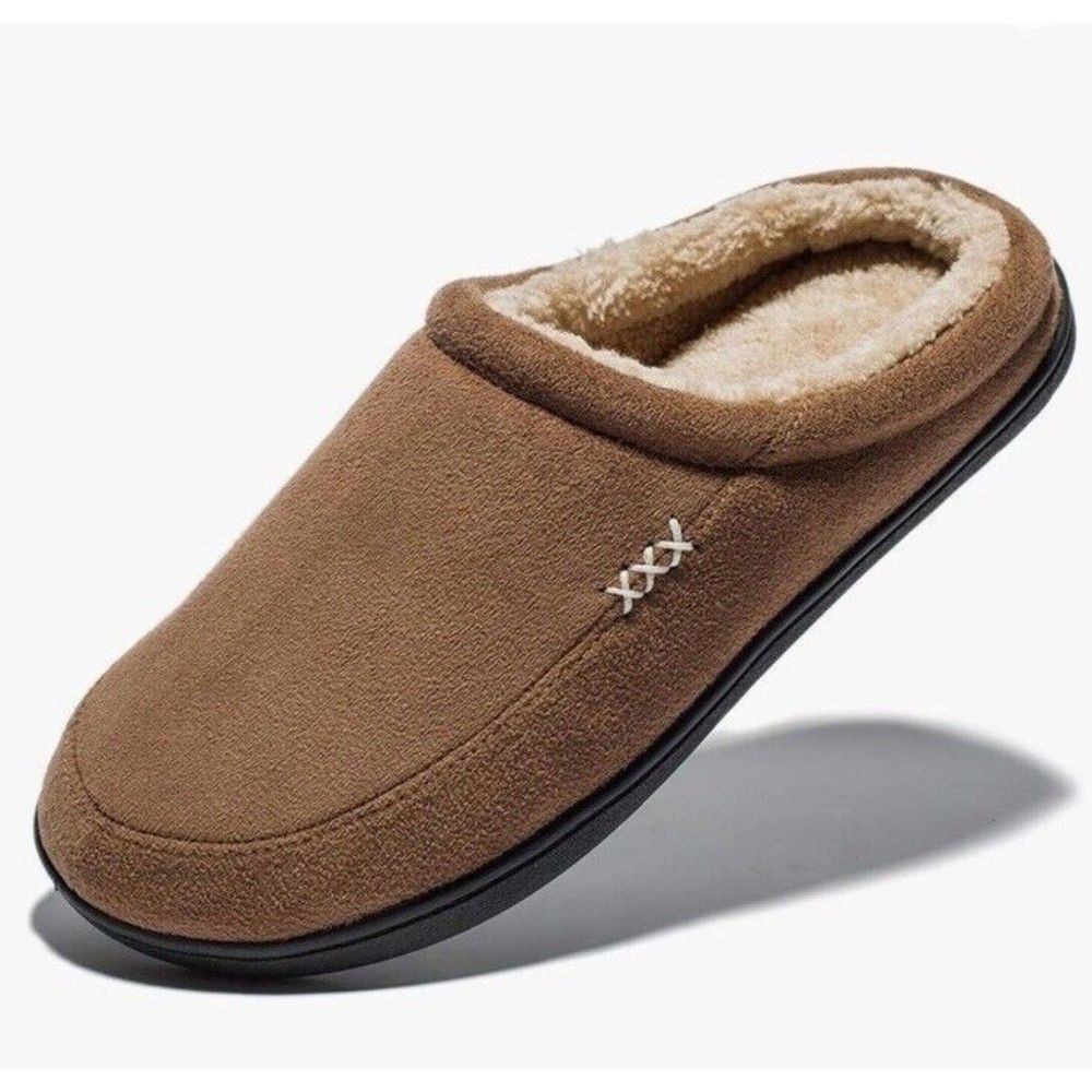 Mens Women Warm Slip On Sz 37/38 Lined Outdoor Indoor Slipper Memory Foam Suede